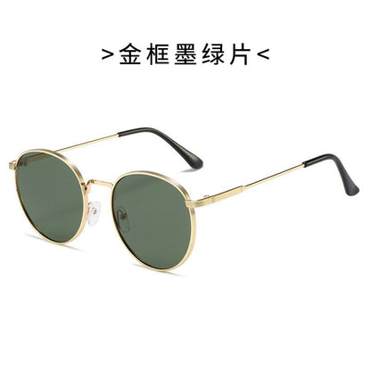 Retro Fashion High-End Metal Round Frame Sunglasses for Women European and American Cross-Border Ins Men's Driving Sunglasses Wholesale