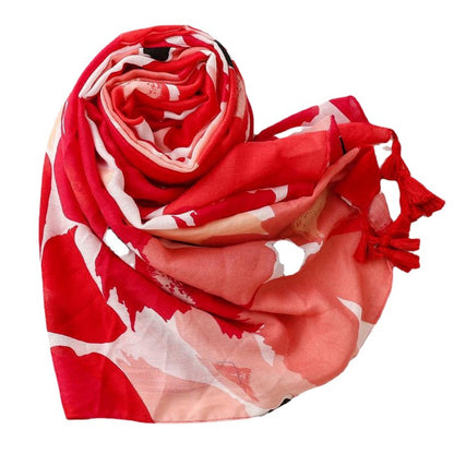 2022 spring and summer scarf women's cross-border foreign trade vintage red cotton linen feel scarf bohemian style long scarf