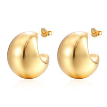 ins European and American Widened Arc Stainless Steel Earrings Advanced Sense Titanium Steel Earrings 18K Gold Light Luxury Women's Earrings