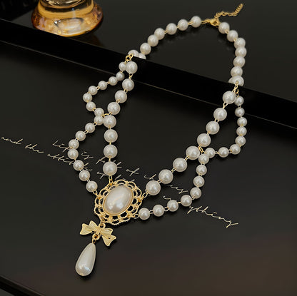 Vintage Baroque Pearl Tassel Necklace Female Bridal Banquet Elegant Fashion Collarbone Necklace Choker Accessories