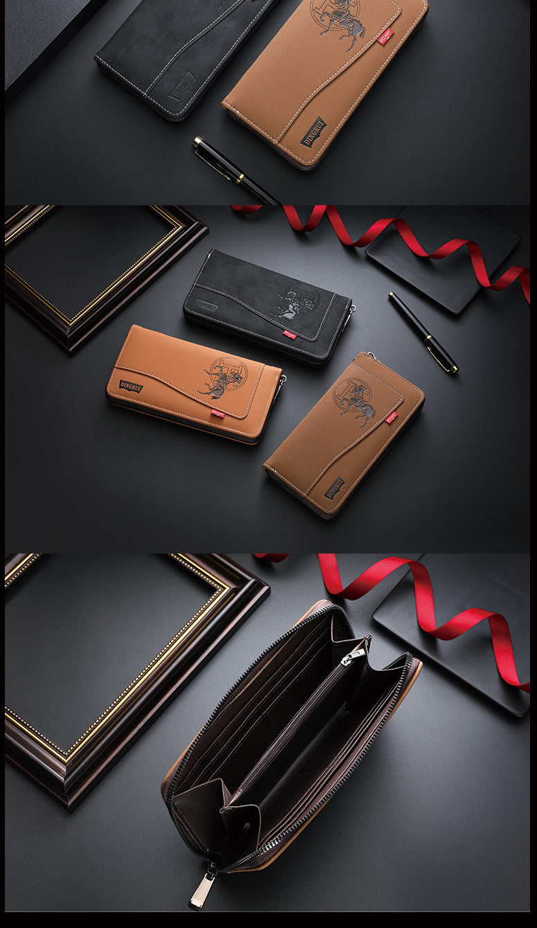 New crazy horse leather men's wallet European and American retro style PU zipper bag fashion short card bag change bag wholesale
