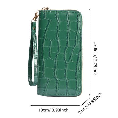 2025 New Women's Long Wallet, Feminine Crocodile Pattern Clutch Wallet, Fashionable Retro Women's Bag