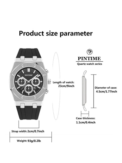 Foreign Trade Products: Men's Watch with Three Dials, Multi-Functional, Sports, Waterproof, Men's Fashion Casual Watch, Cross-Border Hot-Selling Item