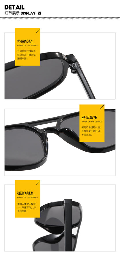 Trendy Oval Double-Bridge Sunglasses 2022 New Fashion Simple Retro Internet Celebrity Sunglasses for Women