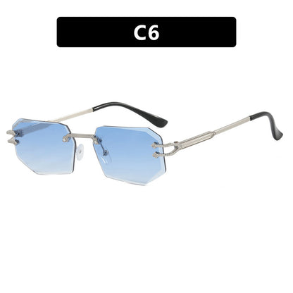 Irregular Frameless Edge-Cut Sunglasses 2024 New Style Personalized Fashion Sunglasses Street Style Trendy Sunglasses for Women