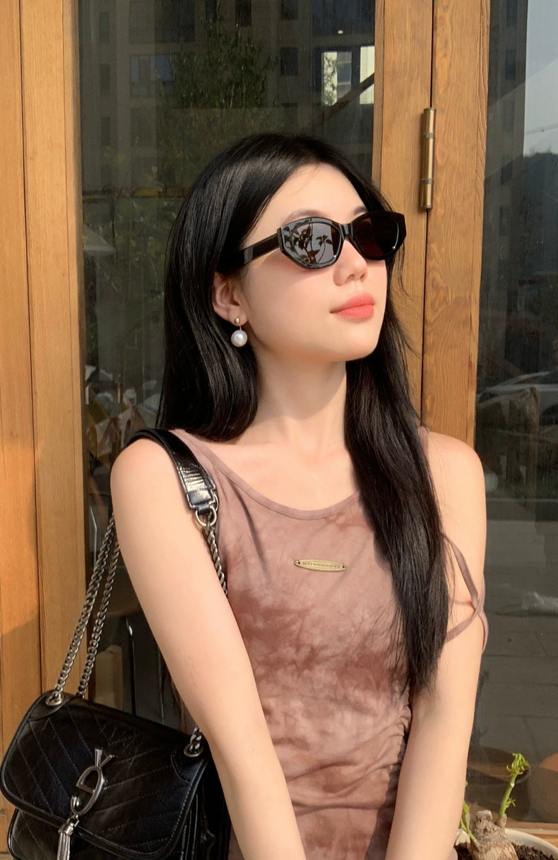 Xin Zhilei Same Style Cat's Eye Sunglasses Women's High-end Retro Polarized Sunglasses UV-proof Proximity Scopes