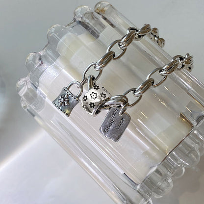 Six-pointed Star Old 925 Sterling Silver Bracelet Women's Autumn and Winter 2025 New Ins Niche Design Cold Style Couple Bracelet