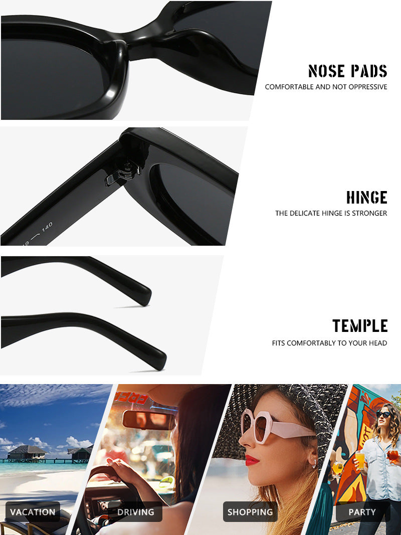 New Stylish Casual Simple Square Small Frame Sunglasses Ins Outdoor Fashion Driving Anti-Uv Sunglasses Trend