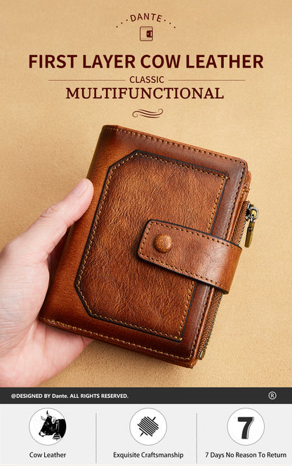 Men's wallet wholesale leather zipper short retro wallet RFID anti-theft foreign trade leather wallet manufacturers processing