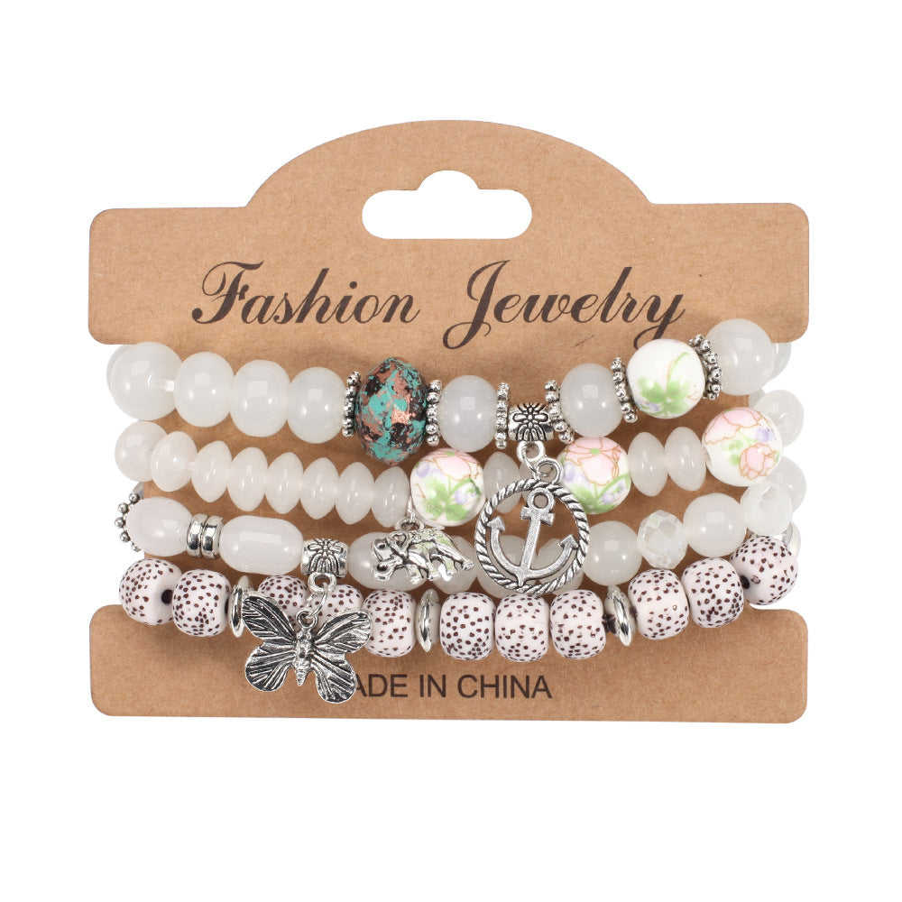 2022 Bohemian Butterfly Ship Anchor Elephant Pendant Multi-layer Bracelet Wholesale Bracelet Factory New Style Bracelet