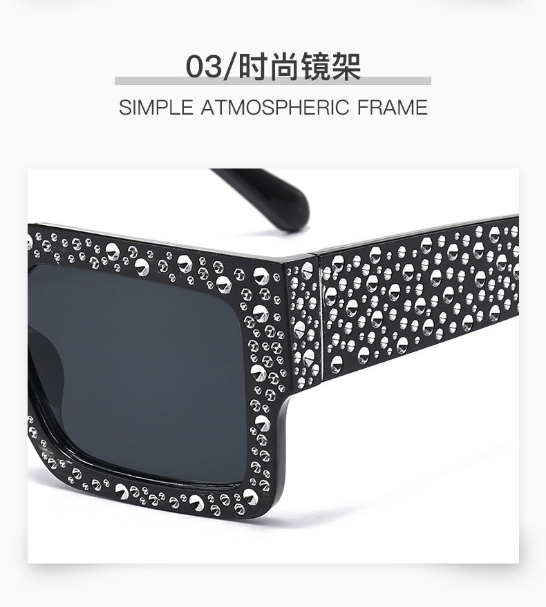 Diamond-Encrusted Starry Sky Square Sunglasses, Personalized Sunglasses, Fashionable Internet Celebrity Street Photography, Catwalk Versatile Sunglasses