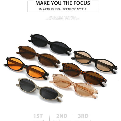 European and American Retro Oval Small Frame Sunglasses Women's Outdoor Fashion Wear Sunglasses Men's Personalized Hip-Hop Spice Glasses