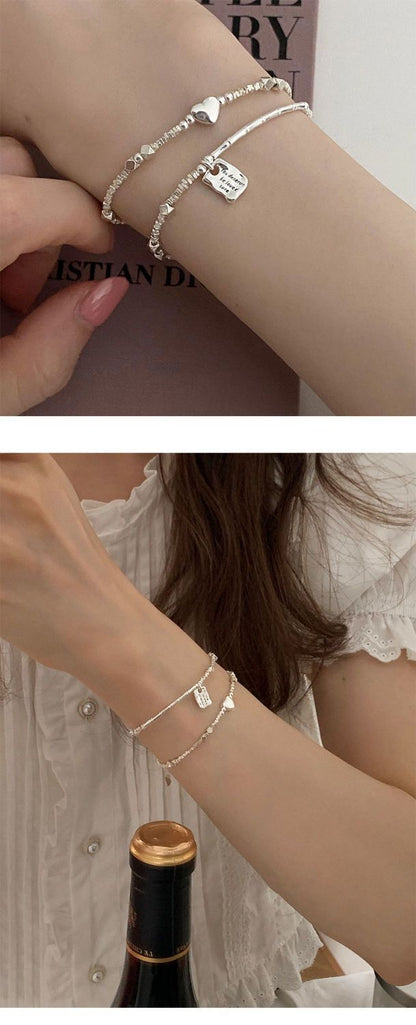 Niche Design Love Square Brand Sterling Silver Bracelet 2025 New Summer Girl Cold Wind Couple Girlfriend Gift