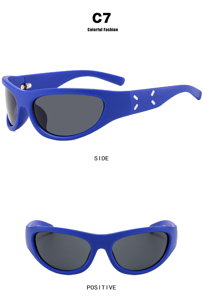 2023 New Y2K Hot Girl Cycling Sunglasses Future Technology Sunglasses Concave Shape Photo Sunglasses Trendy