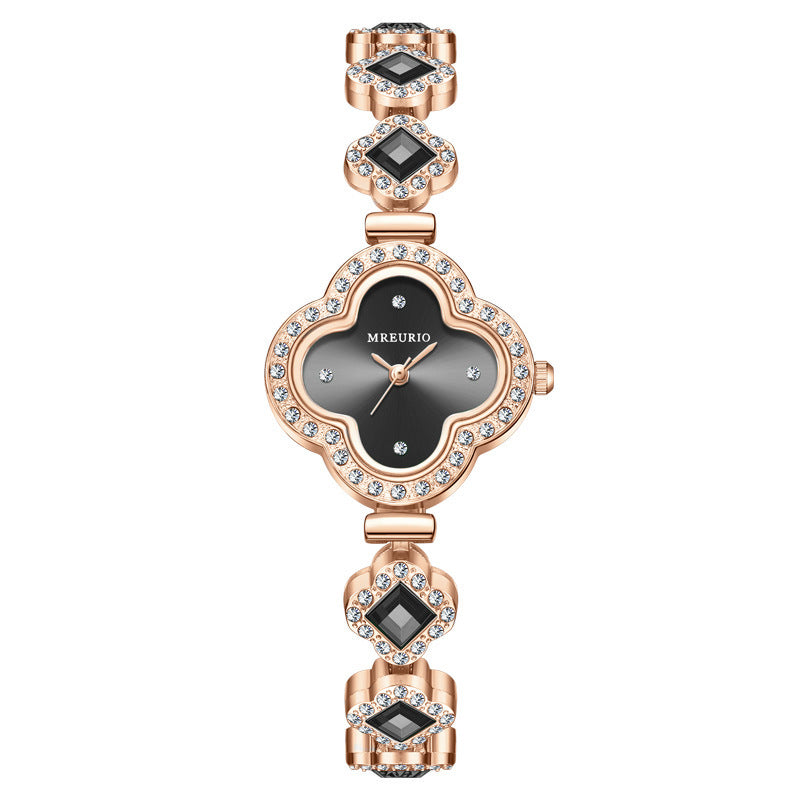 Live Hot Hot Hot Fashion Four-leaf Clover Bracelet Quartz Watch Emerald Women's Watch Women's Watch Factory Wholesale
