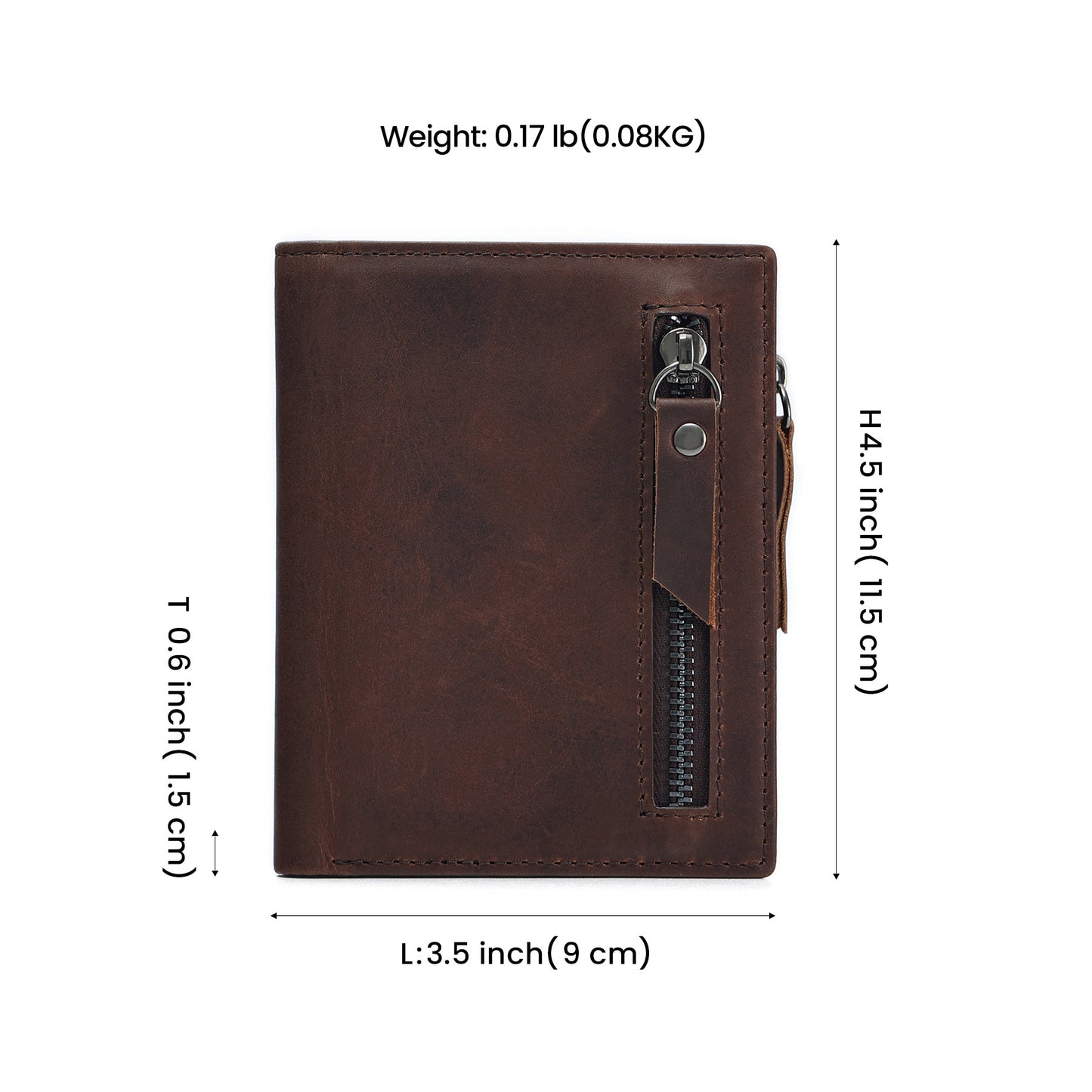 Genuine Leather Classic Retro Short Wallet Men's Bag with Tracker Leather Case Multifunctional Crazy Horse Leather Business Wallet Men
