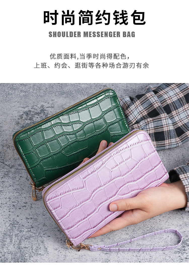 2025 New Women's Long Wallet, Feminine Crocodile Pattern Clutch Wallet, Fashionable Retro Women's Bag