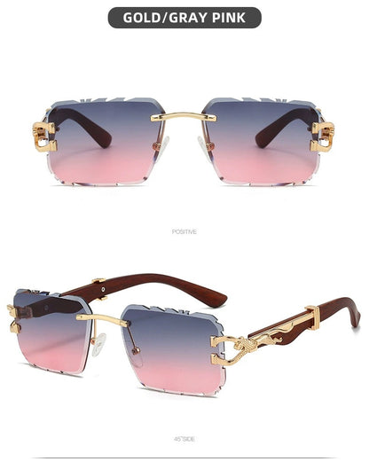 New Women's Frameless Sunglasses Distinctive Square Sunglasses Men's High Sense Fashion Cross-Border Cut-Edge Sunglasses