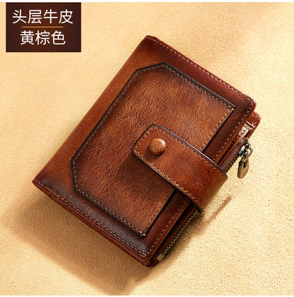 Men's wallet wholesale leather zipper short retro wallet RFID anti-theft foreign trade leather wallet manufacturers processing