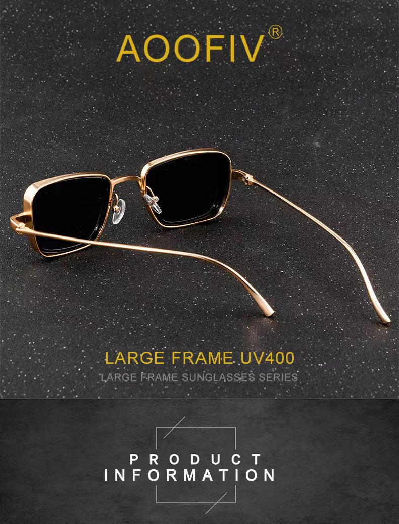 New Cross-Border Indian Style Sunglasses Square Frame Glasses Retro Thick Edge Metal Trendy Men's Sunglasses Wholesale 58157