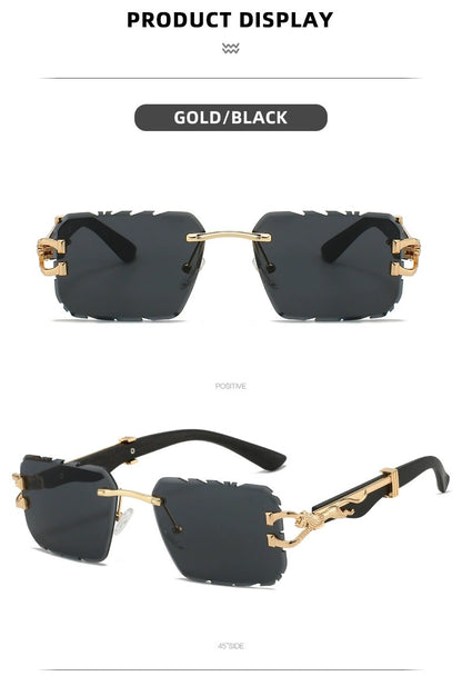 New Women's Frameless Sunglasses Distinctive Square Sunglasses Men's High Sense Fashion Cross-Border Cut-Edge Sunglasses