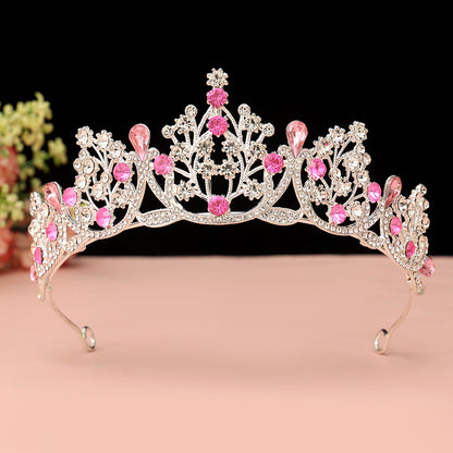 Super Fairy New Princess Sweet Bridal Crown Red Tiara Crystal Toast Clothing Hair Accessories 18Th Birthday Gift