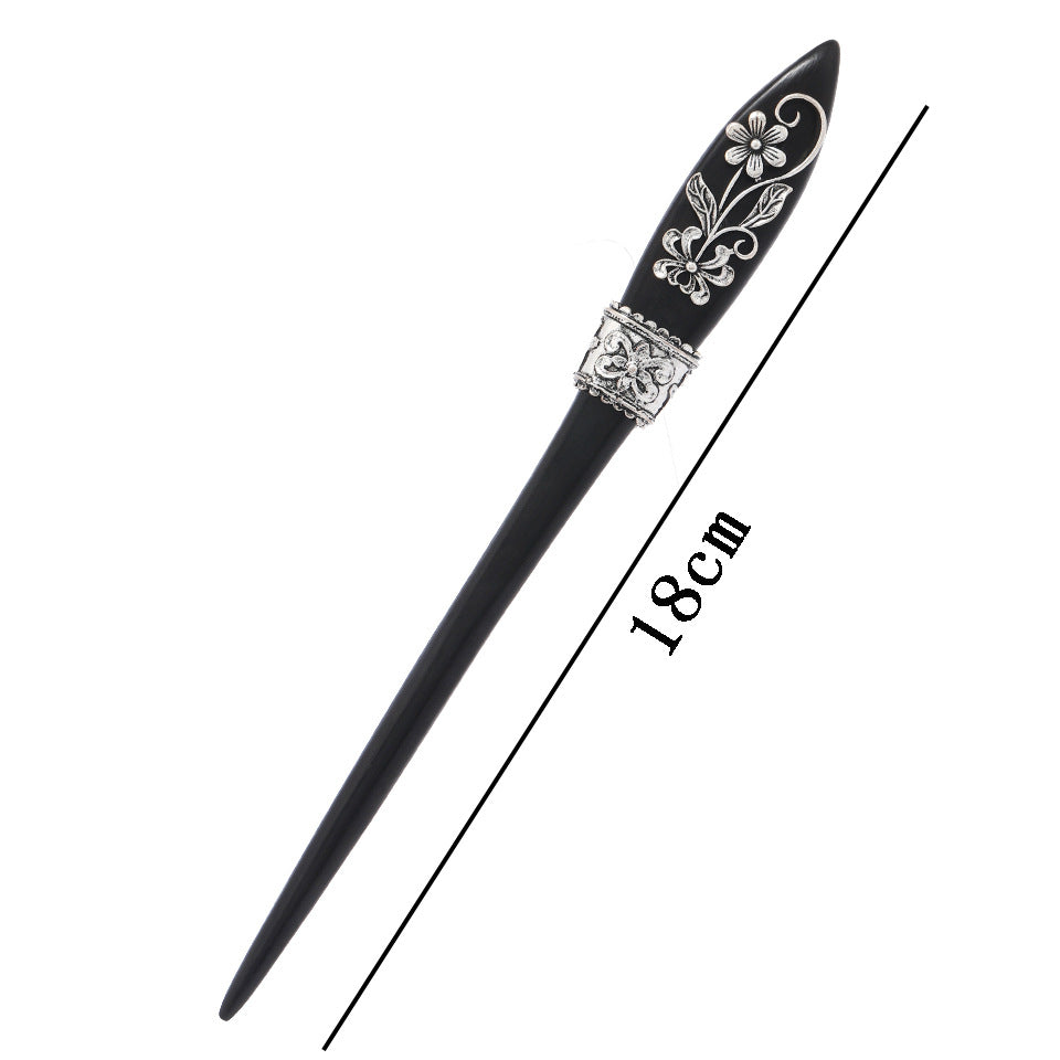 Vintage Ebony updo chopsticks simple antique silver ancient style hair accessories new Chinese ancient costume cheongsam hairpin