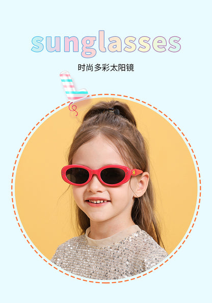 2024 new fashion rice nail polarized children's sunglasses silicone oval small frame sunscreen baby sunglasses 7-130