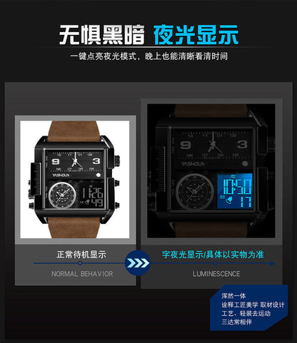 Multifunctional Sports Watch Men's Large Dial Digital Dual Display Electronic Watch Waterproof Belt Men's Watch Cross-border Foreign Trade Watch