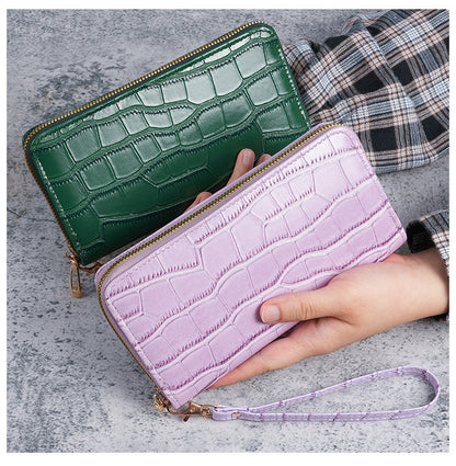 2025 New Women's Long Wallet, Feminine Crocodile Pattern Clutch Wallet, Fashionable Retro Women's Bag