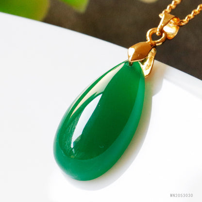 Jadeite Green Chalcedony Pendant Agate Water Drop Necklace Jade Jewelry Factory Wholesale Dropshipping S2053030
