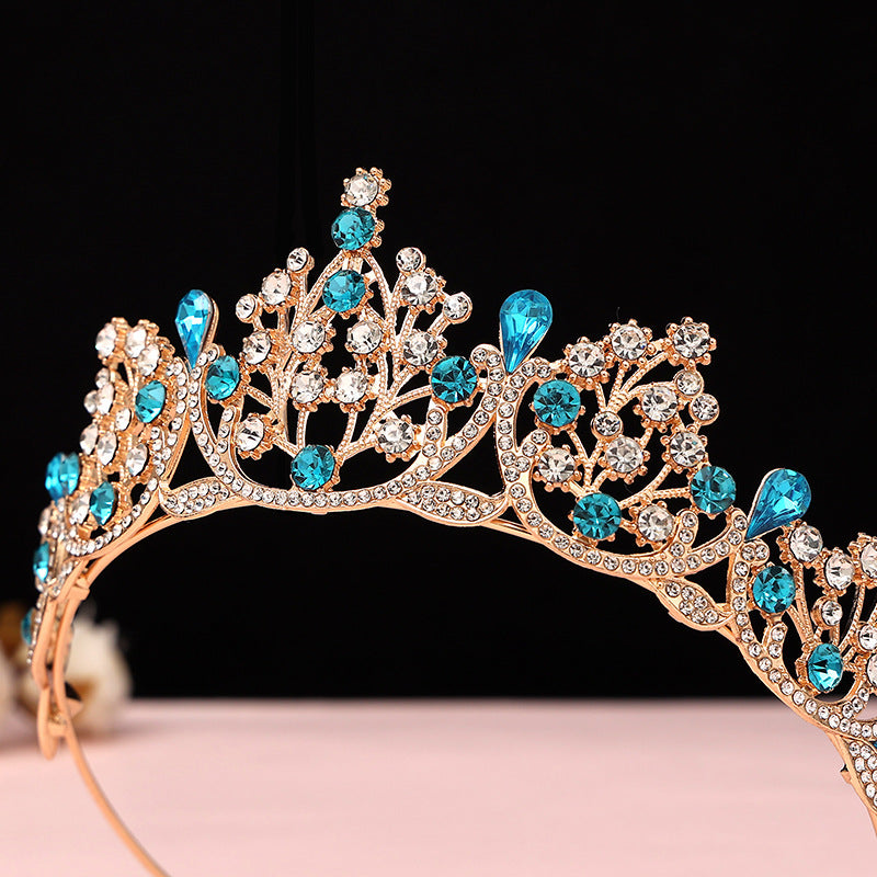 Super Fairy New Princess Sweet Bridal Crown Red Tiara Crystal Toast Clothing Hair Accessories 18Th Birthday Gift