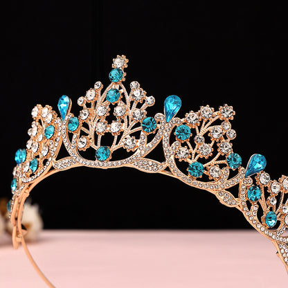 Super Fairy New Princess Sweet Bridal Crown Red Tiara Crystal Toast Clothing Hair Accessories 18Th Birthday Gift