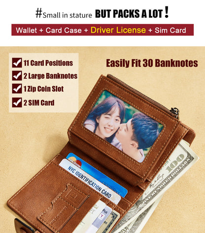 Men's wallet wholesale leather zipper short retro wallet RFID anti-theft foreign trade leather wallet manufacturers processing