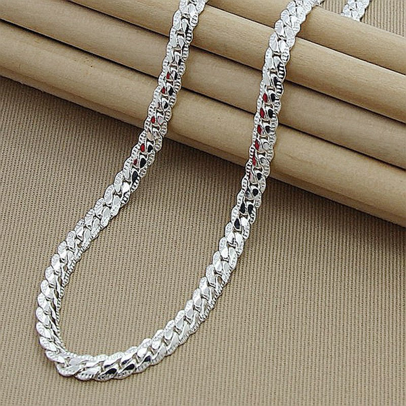16-24 inch foreign trade best selling 5MM side necklace plated 925 silver men's and women's wear manufacturers in stock direct supply batch