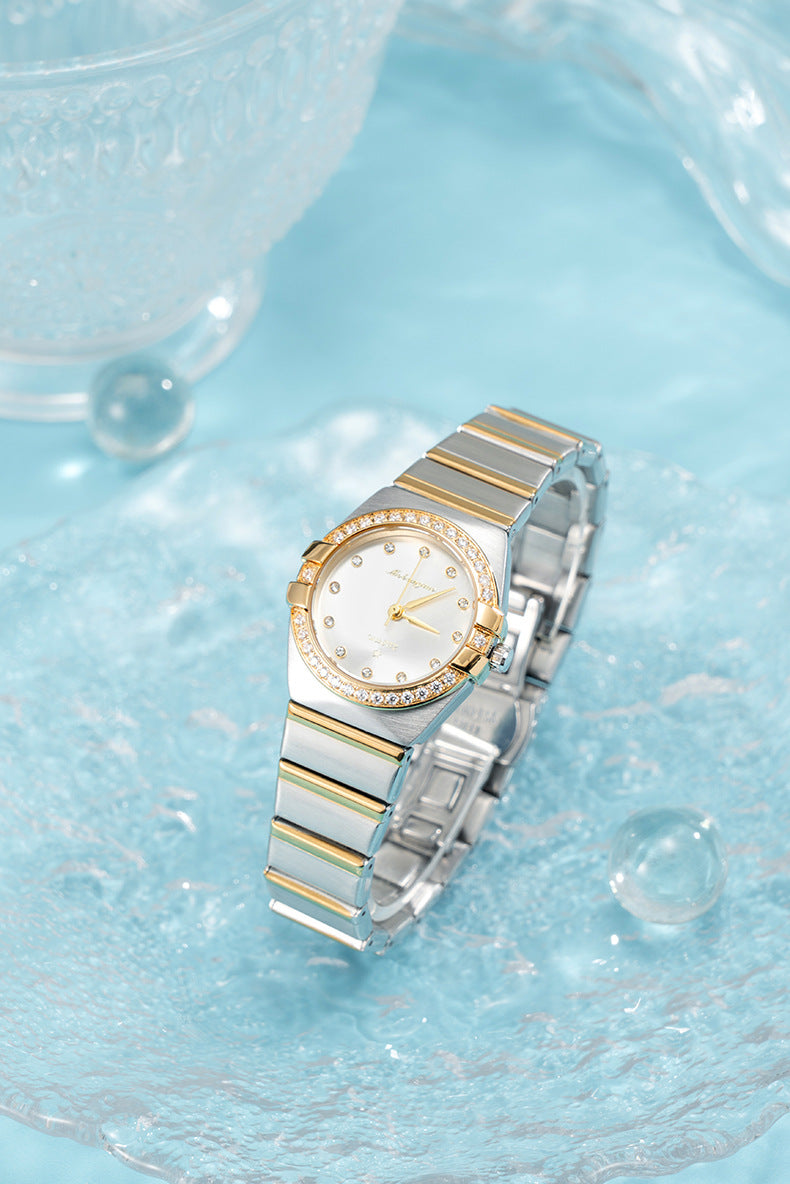 Source Factory Constellation Steel Band Women's Quartz Watch High-End Waterproof Fashion Cross-Border Diamond Bezel Girls' Watch