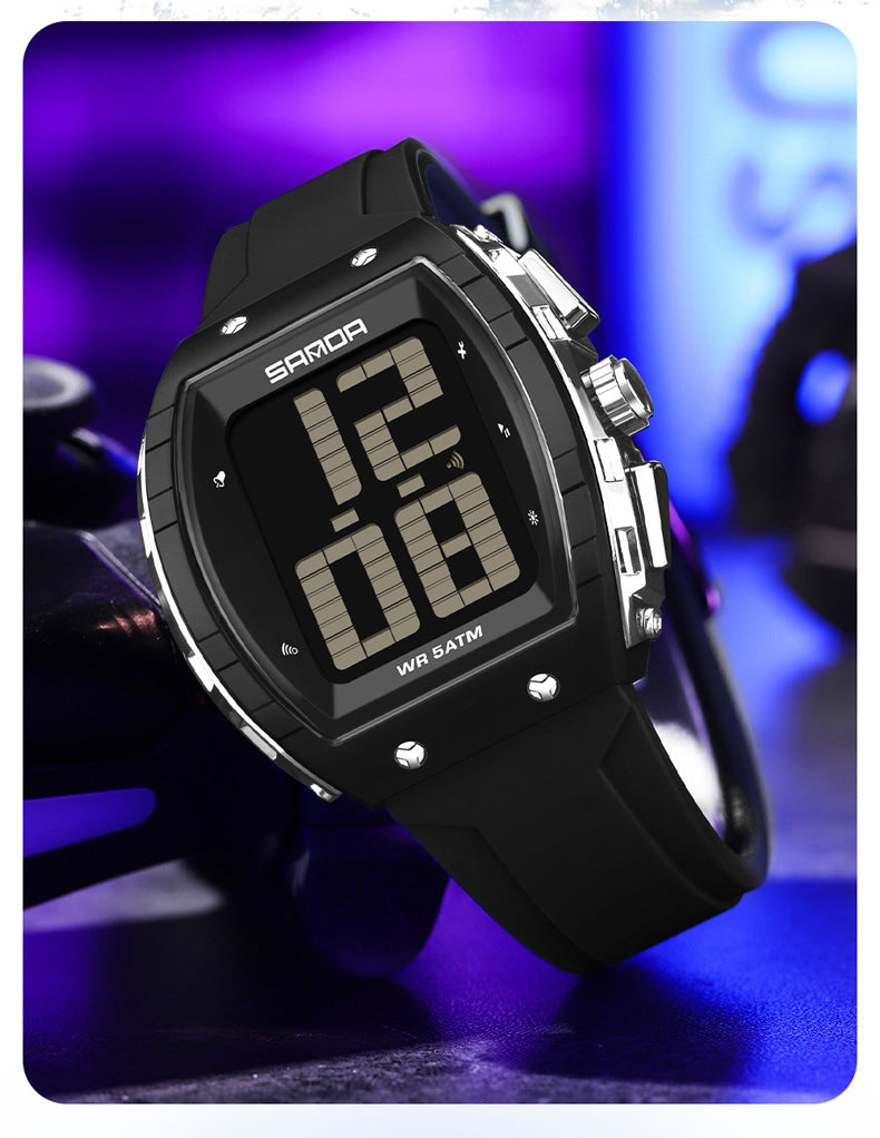 Sanda Elderly Voice Time Watch Large Digital Screen Luminous Multi-Function Watch Waterproof Calendar Digital Watch
