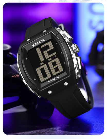 Sanda Elderly Voice Time Watch Large Digital Screen Luminous Multi-Function Watch Waterproof Calendar Digital Watch