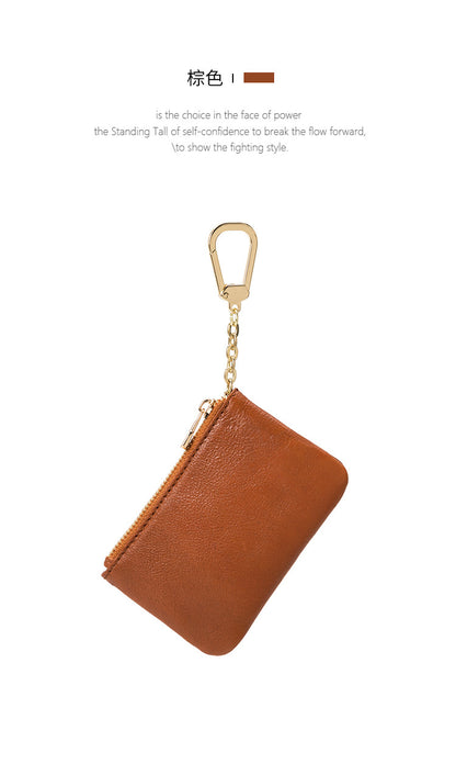 European and American Genuine Leather Cowhide Coin Purse Simple Mini Zipper Coin Bag 2025 New Small Wallet Women's Short Ultra-Thin