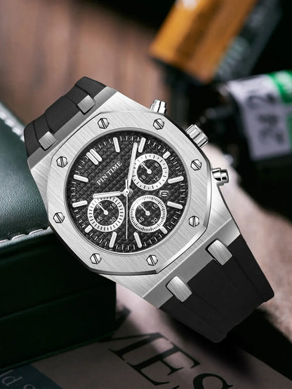 Foreign Trade Products: Men's Watch with Three Dials, Multi-Functional, Sports, Waterproof, Men's Fashion Casual Watch, Cross-Border Hot-Selling Item