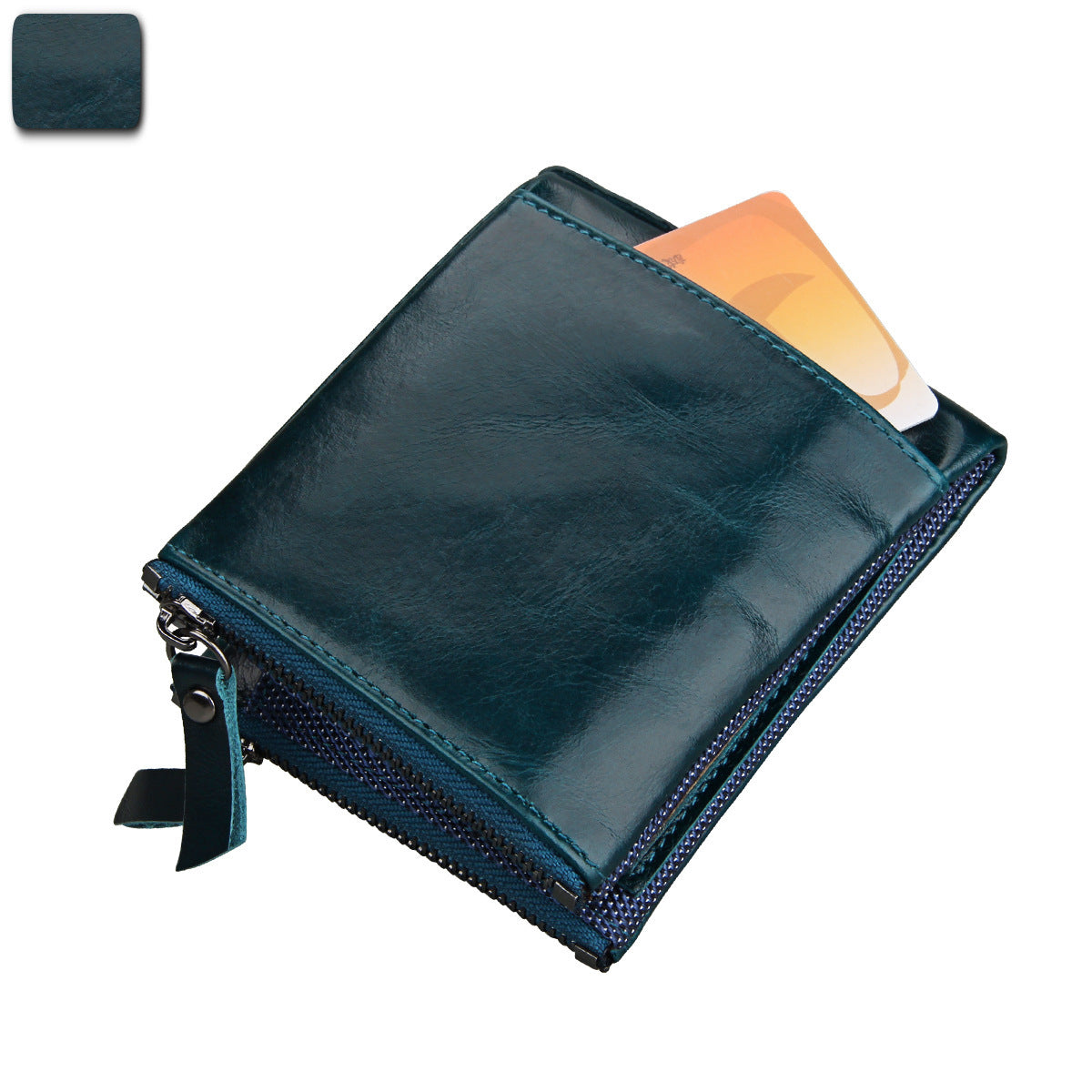 Crazy Horse Cowhide Men's Wallet RFID Anti-theft Brush Cowhide Short Men's Ticket Clip Wallet Double Zipper Coin Purse