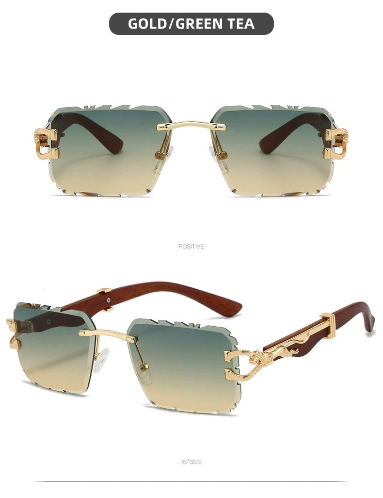 New Women's Frameless Sunglasses Distinctive Square Sunglasses Men's High Sense Fashion Cross-Border Cut-Edge Sunglasses