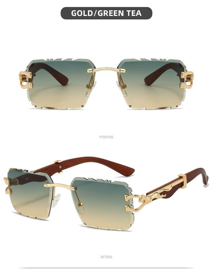 New Women's Frameless Sunglasses Distinctive Square Sunglasses Men's High Sense Fashion Cross-Border Cut-Edge Sunglasses