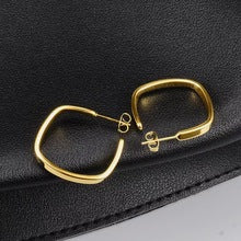 ins European and American Widened Arc Stainless Steel Earrings Advanced Sense Titanium Steel Earrings 18K Gold Light Luxury Women's Earrings