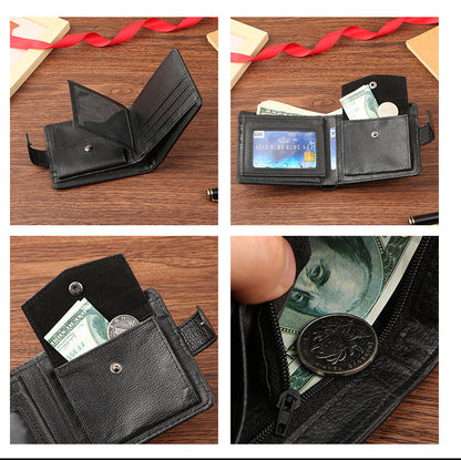 Cross-Border Dropshipping Manufacturer Wholesale Men's Wallet Pu Leather Short Zipper Buckle Wallet New Style Wallet Coin Purse