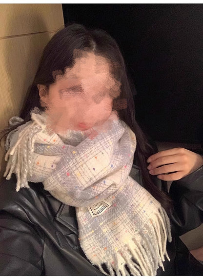 2025 New Korean Style Gypsophila Plaid Scarf Women's Autumn and Winter Student Couple Shawl Versatile Warm Scarf Wholesale