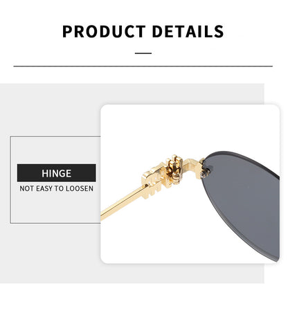 Frameless Letter Sunglasses with a High-End Feel, Personalized Metal Street Style Sunglasses, Retro Internet Celebrity Street Style, Trendy Sweet and Cool Hot Girl Sunglasses