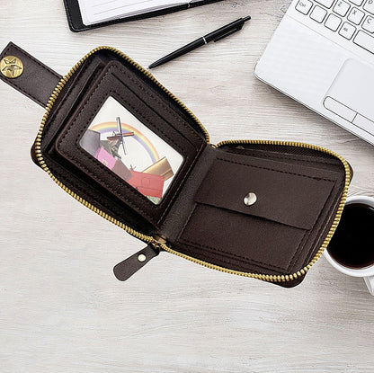 Foreign trade men's wallet short card bag one retro horizontal zipper men's wallet factory wholesale wallet