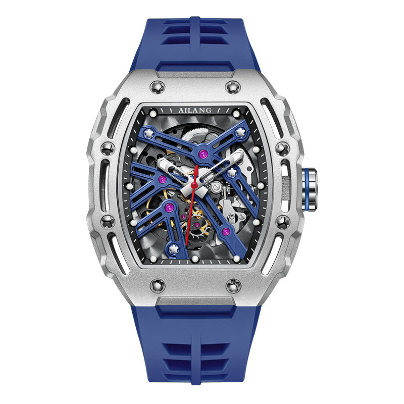 AI Lang new watch Richard automatic mechanical watch hollow-out barrel-shaped foreign trade live broadcast popular one-piece delivery