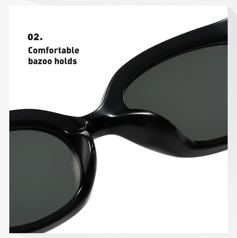 Retro Black Frame Rice Nail Irregular gm Cat's Eye Sunglasses Men's 2025 New Fashionable Street Photoshoot Sunglasses Women's High-end Sense